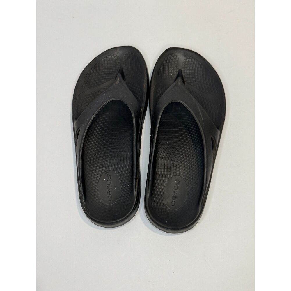 OOFOS Black Recovery Flip Flops Sandals Unisex Comfort Orthopedic Size 8 - Picture 7 of 7